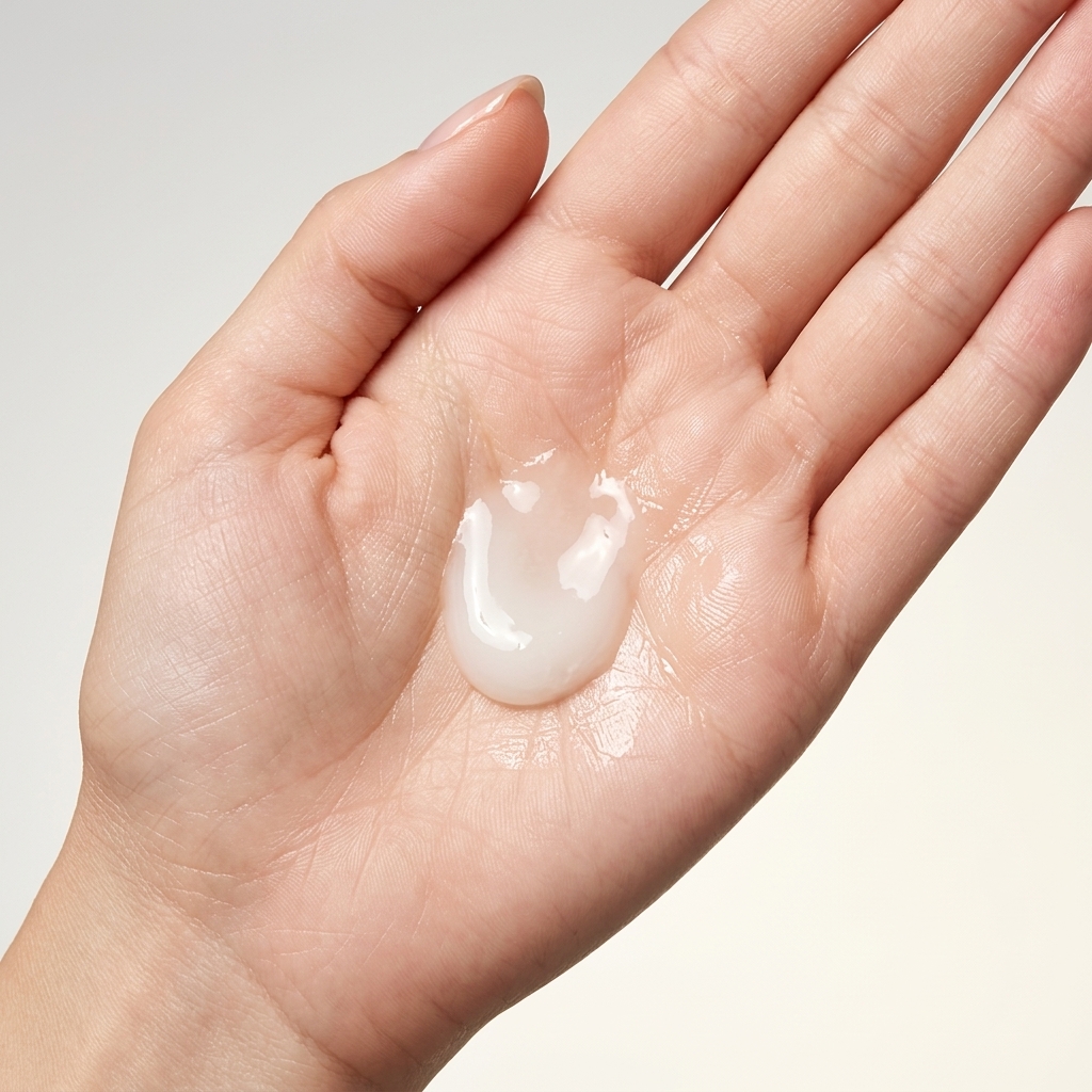 A dose of the tallow cleanser in an open palm